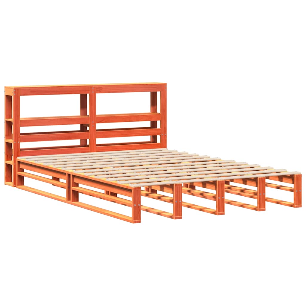 Bed Frame without Mattress Wax Brown 140x200 cm Solid Wood Pine